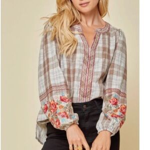 Savanna Jane Long Sleeve Floral Embroidered Oversized Top Sz Women’s 2X Boho